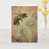  bijen nr. 4 Dandelion Waterverf Art. Kaart (Gele Bloem)