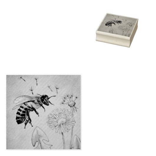  bijen nr. 4 Dandelion Waterverf Art. Rubberstempel (Gestempeld)
