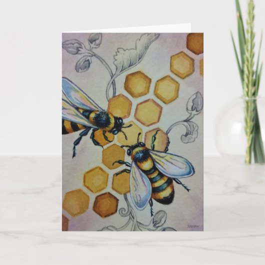 bijen nr. 5 Honeycomb Waterverf art. Kaart (Voorkant)