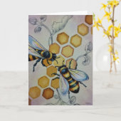 bijen nr. 5 Honeycomb Waterverf art. Kaart (Gele Bloem)