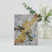 bijen nr. 5 Waterverf honingraat art. Briefkaart (Staand voorkant)