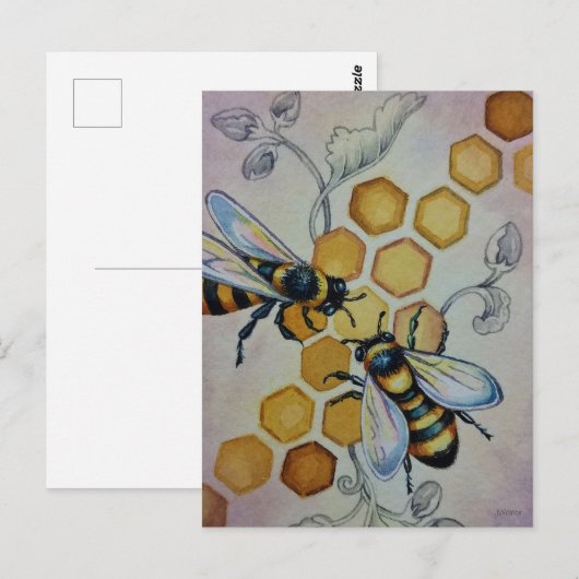  bijen nr. 5 Waterverf honingraat art. Briefkaart (Voorkant / Achterkant)