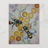  bijen nr. 5 Waterverf honingraat art. Briefkaart (Voorkant)