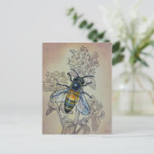  bijen nr. 7 en Waterverf van wilde bloemen Briefkaart (Staand voorkant)