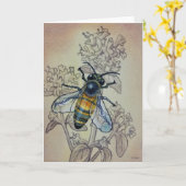  bijen nr. 7 en Waterverf van wilde bloemen Kaart (Gele Bloem)