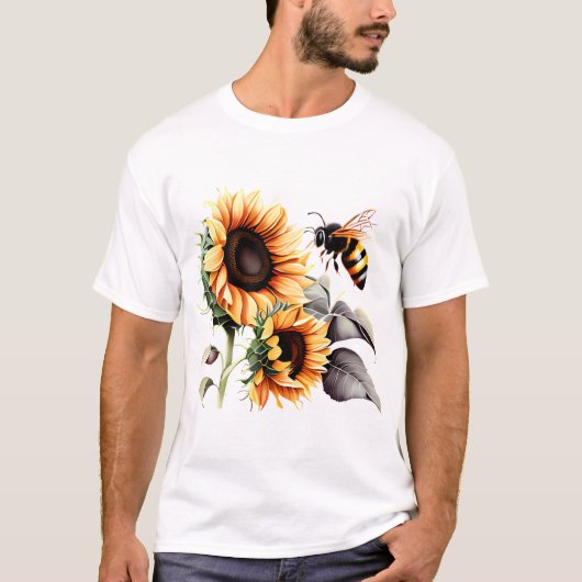 Bijen onder zonnebloemen T-shirt (Voorkant)