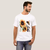 Bijen onder zonnebloemen T-shirt (Voorkant volledig)