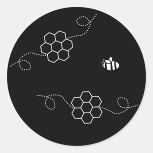 Bijen oorzaak minimalistische bij & honingraat zwa ronde sticker