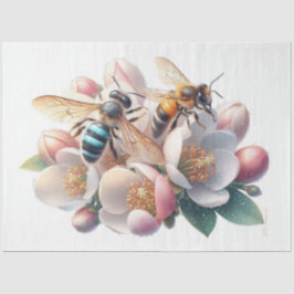 Bijen op Apple Blossom Decoupage Tissuepapier