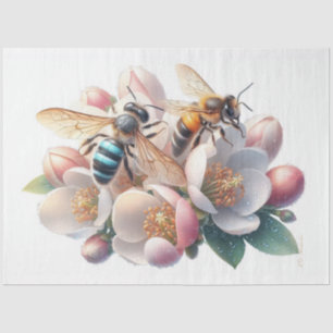 Bijen op Apple Blossom Decoupage Tissuepapier
