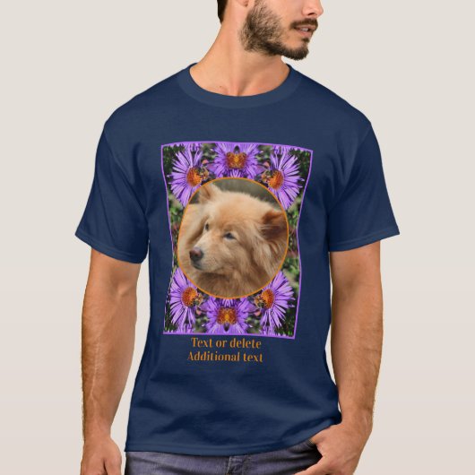 Bijen op Aster Flower Lijst Creëer Uw eigen foto T-shirt (Voorkant)