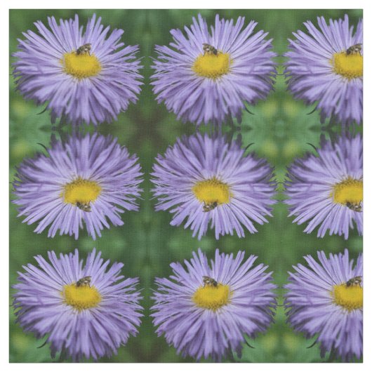 Bijen op Aster Flowers Natuur Pattern Stof (Swatch)