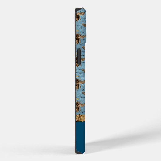  bijen op blauw Damasje met handschrift Case-Mate iPhone Case (Achterkant / Rechts)