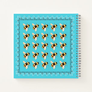 Bijen op Blauw Square Spiral Notitieboek