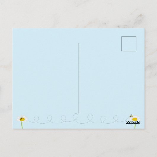 Bijen op Bloem Briefkaart - Blauwe Achtergrond (Achterkant)