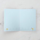 Bijen op Bloem Wenskaart - Blauwe Achtergrond Kaart (Binnen)