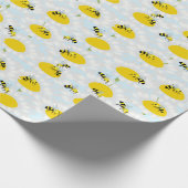 Bijen op Bloem Wrapping Papier - Blauwe Achtergron (Hoek)