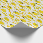 Bijen op Bloem Wrapping Papier - Gele Achtergrond (Hoek)
