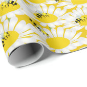 Bijen op Bloem Wrapping Papier - Gele Achtergrond (Rol Hoek)