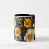 Bijen op bloemen tweekleurige koffiemok (Center)