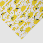 Bijen op bloemenweefsel papier - gele achtergrond (Detail)