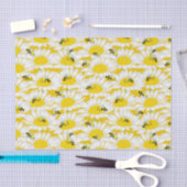 Bijen op bloemenweefsel papier - gele achtergrond (Craft)