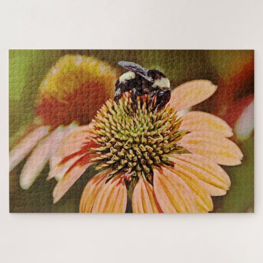Bijen op Coneflower Wild Flower Giant Puzzel (Horizontaal)