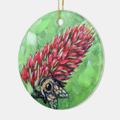 Bijen op Crimson Clover Schilderen Keramisch Ornament (Links)