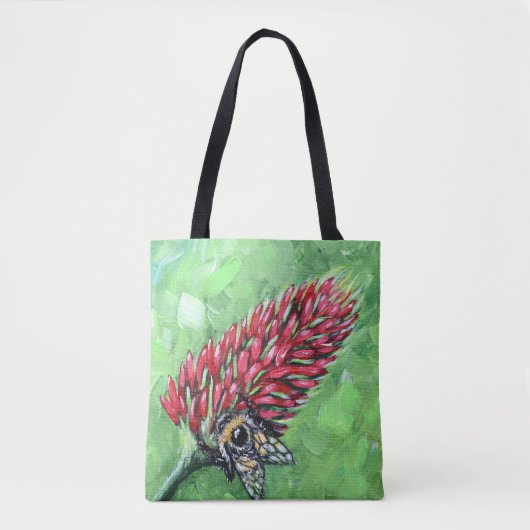 Bijen op Crimson Clover Schilderen Tote Bag (Voorkant)