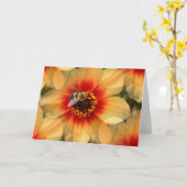 Bijen op Dahlia Kaart (Gele Bloem)