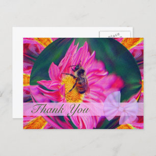 Bijen op Daisy Abstract Floral Dank je Briefkaart