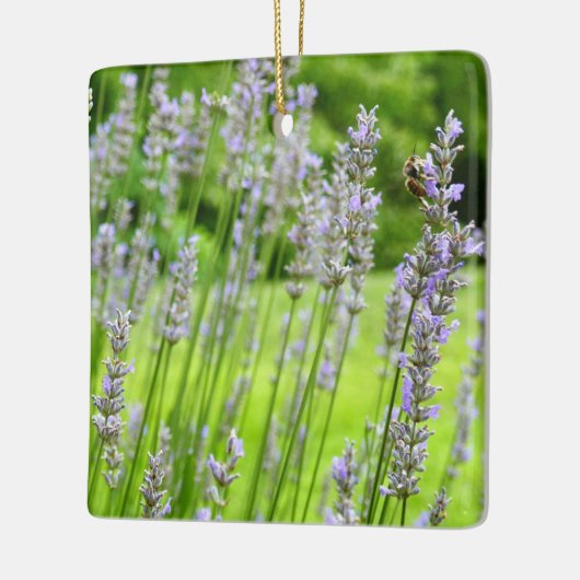 Bijen op de Lavender Summer Floral Keramisch Ornament (Links)