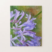 Bijen op de vlucht naar Paarse Lily Flowers Art Pu Legpuzzel (Verticaal)