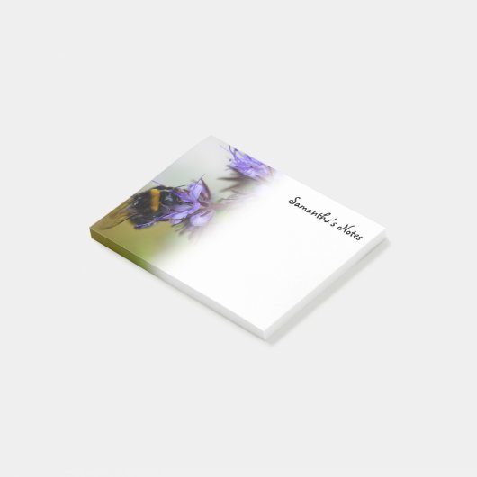 Bijen op een blauwe Tansy Notes (Schuin)