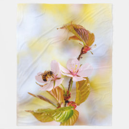 Bijen op een Cherry Flower Fleece Deken