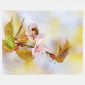 Bijen op een Cherry Flower Fleece Deken (Voorkant (Horizontaal))