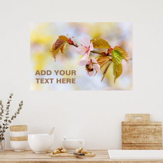 Bijen op een Cherry Flower Poster (Keuken)