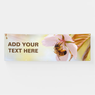 Bijen op een Cherry Flower Spandoek