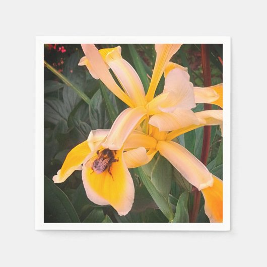 Bijen op een gele bloem servet (Voorkant)