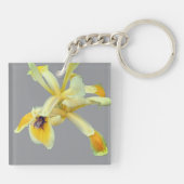 Bijen op een gele bloem sleutelhanger (Achterkant)