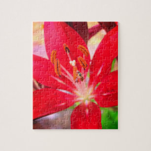 Bijen op een Lily die zichzelf verzorgen, puzzel