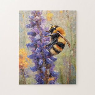 Bijen op een Paarse lupine Legpuzzel