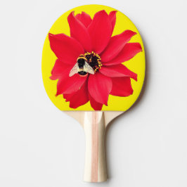 Bijen, op een rode bloem tafeltennisbatje