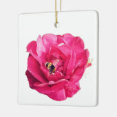Bijen, op een roze bloem keramisch ornament (Links)