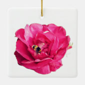 Bijen, op een roze bloem keramisch ornament (Achterkant)