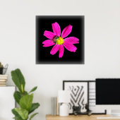 bijen op een roze bloem poster (Thuiskantoor)