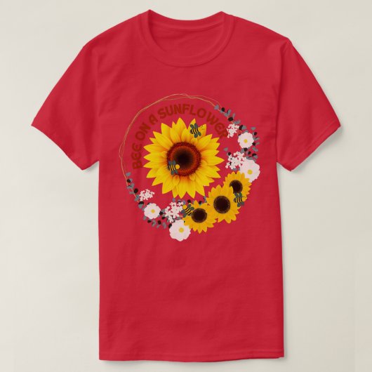 bijen op een zonnebloem 55 t-shirt (Design voorkant)