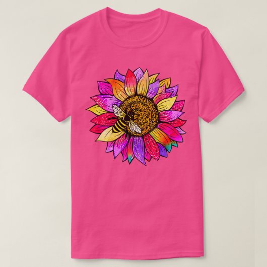 Bijen op een zonnebloem 77 t-shirt (Design voorkant)