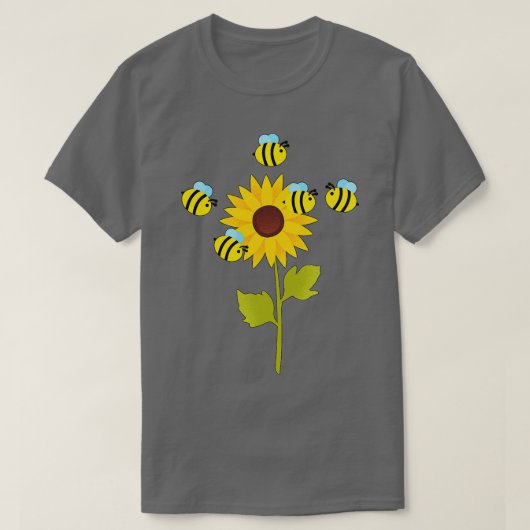 Bijen op een zonnebloem 93 t-shirt (Design voorkant)