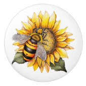 Bijen op een zonnebloem keramische knop (Voorkant)